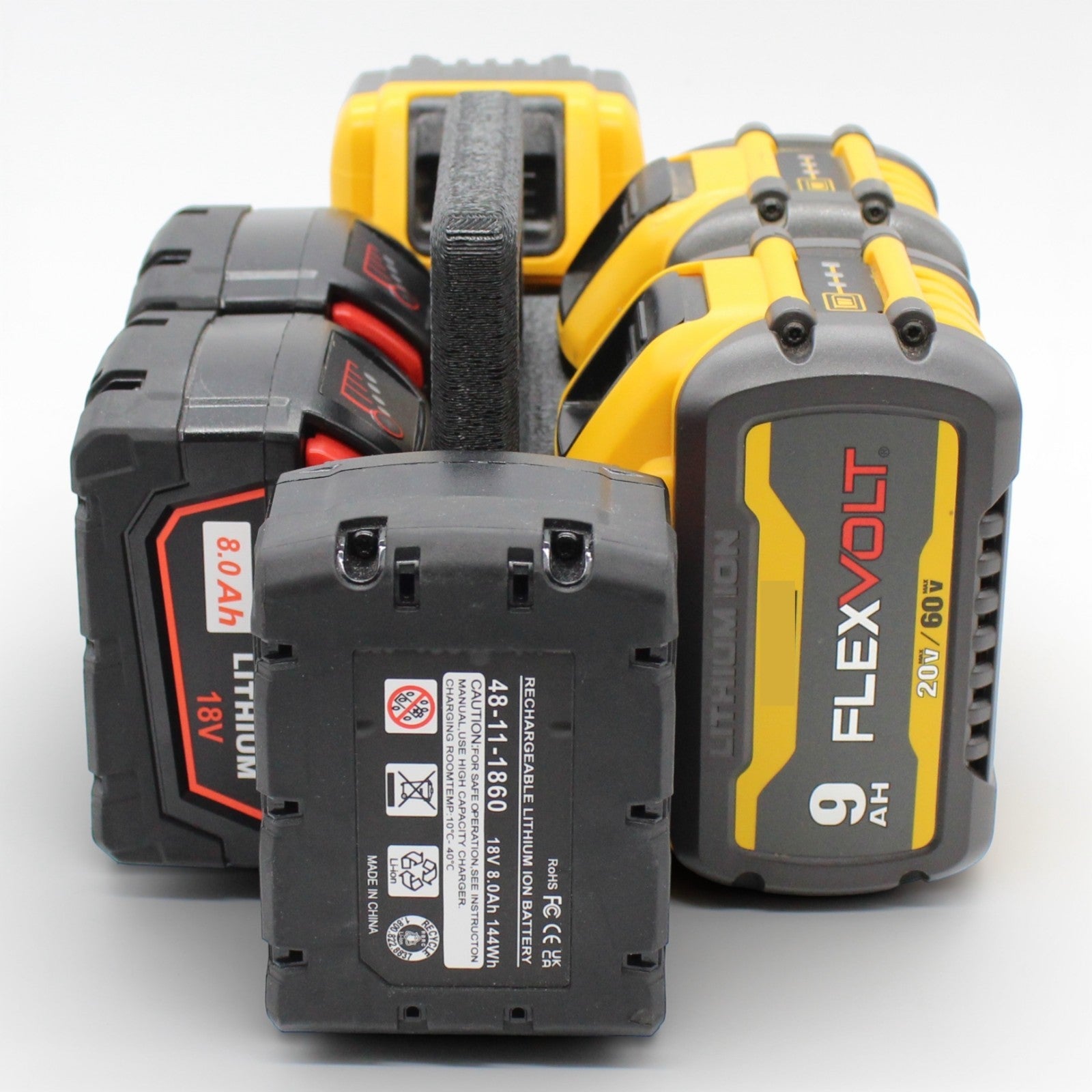 6 Slot Battery Caddy Carrying Holder Compatible w DeWalt 20V 60V & Milwaukee M183