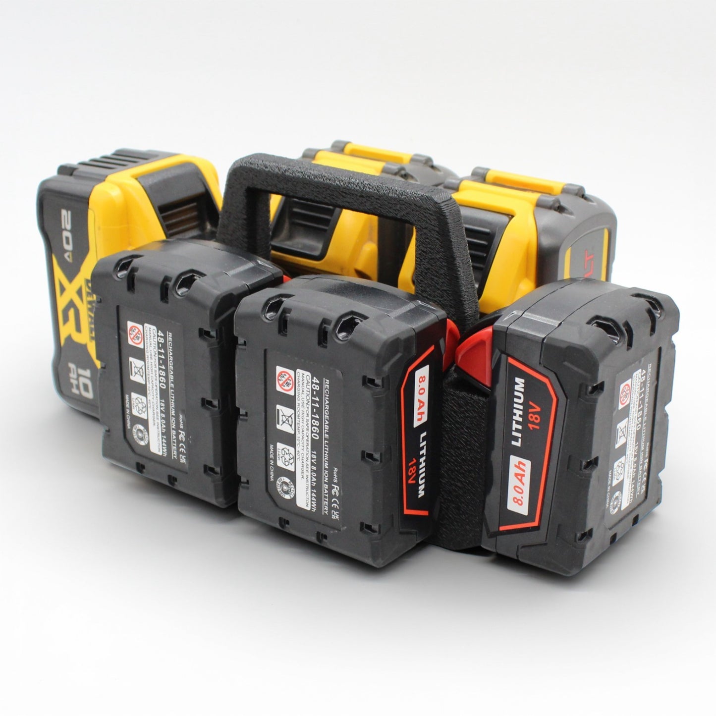 6 Slot Battery Caddy Carrying Holder Compatible w DeWalt 20V 60V & Milwaukee M182