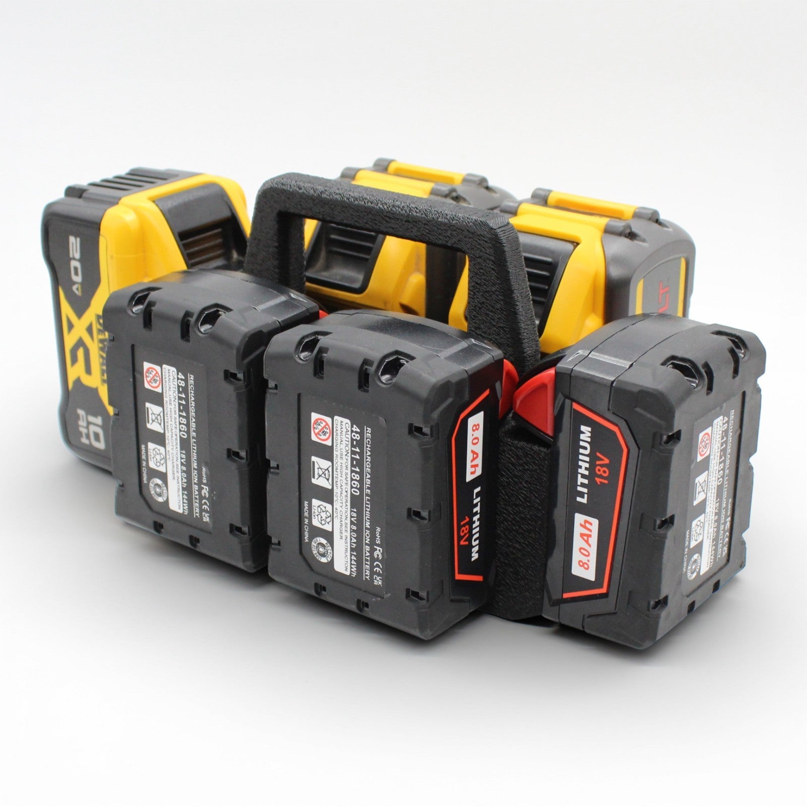 6 Slot Battery Caddy Carrying Holder Compatible w DeWalt 20V 60V & Milwaukee M182