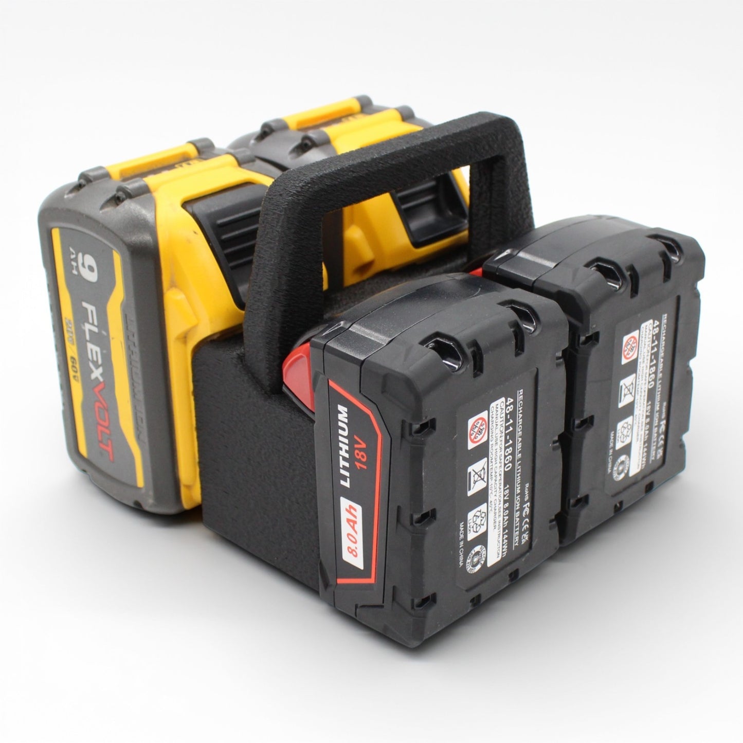 4 Slot Battery Caddy Carrying Holder Compatible w DeWalt 20V 60V & Milwaukee M182