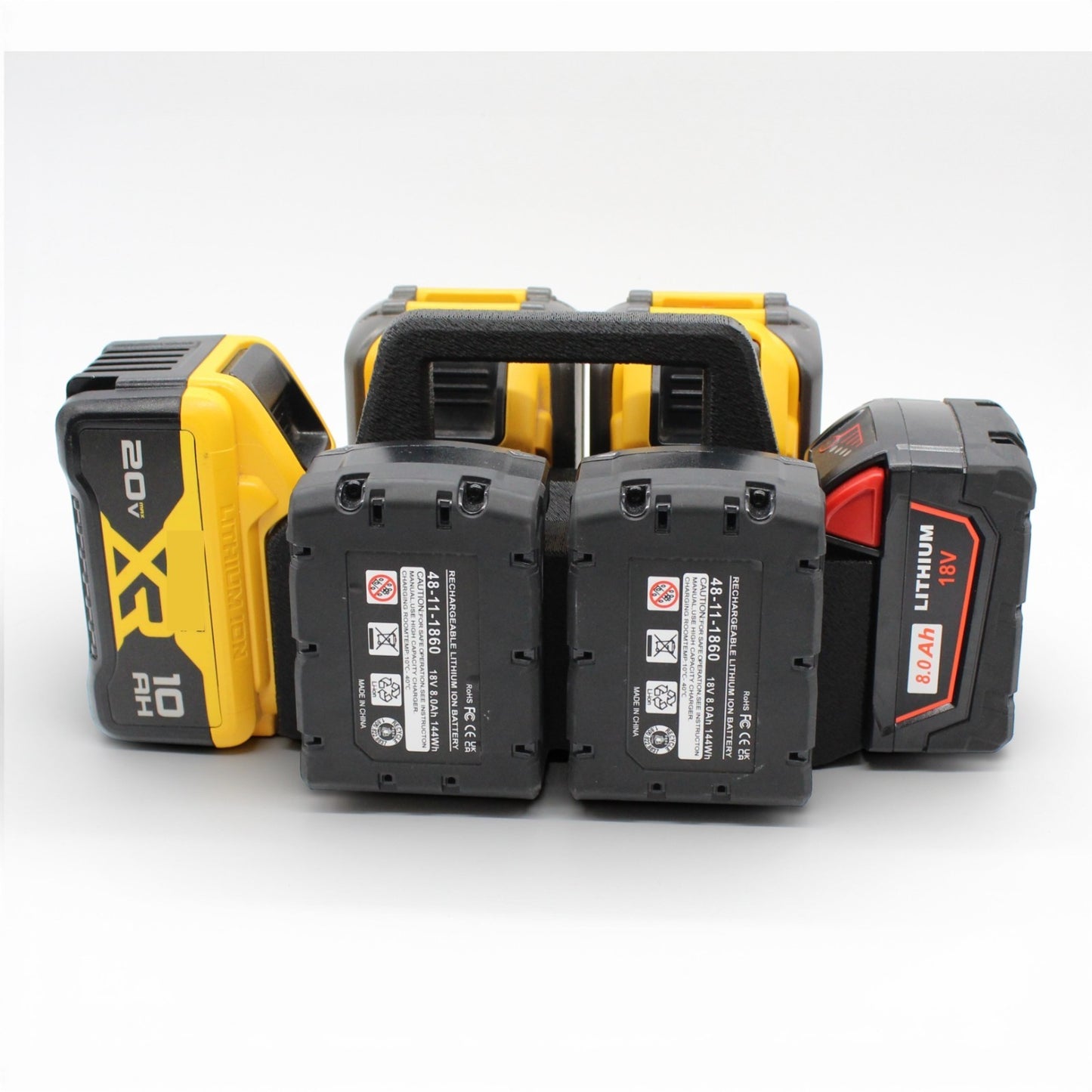 6 Slot Battery Caddy Carrying Holder Compatible w DeWalt 20V 60V & Milwaukee M181