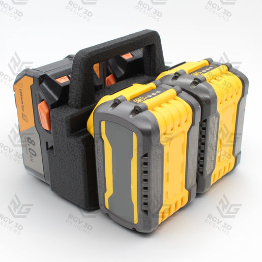 4 Slot Battery Caddy Carrying Holder Compatible w DeWalt 20V 60V & RIDGID 18V0