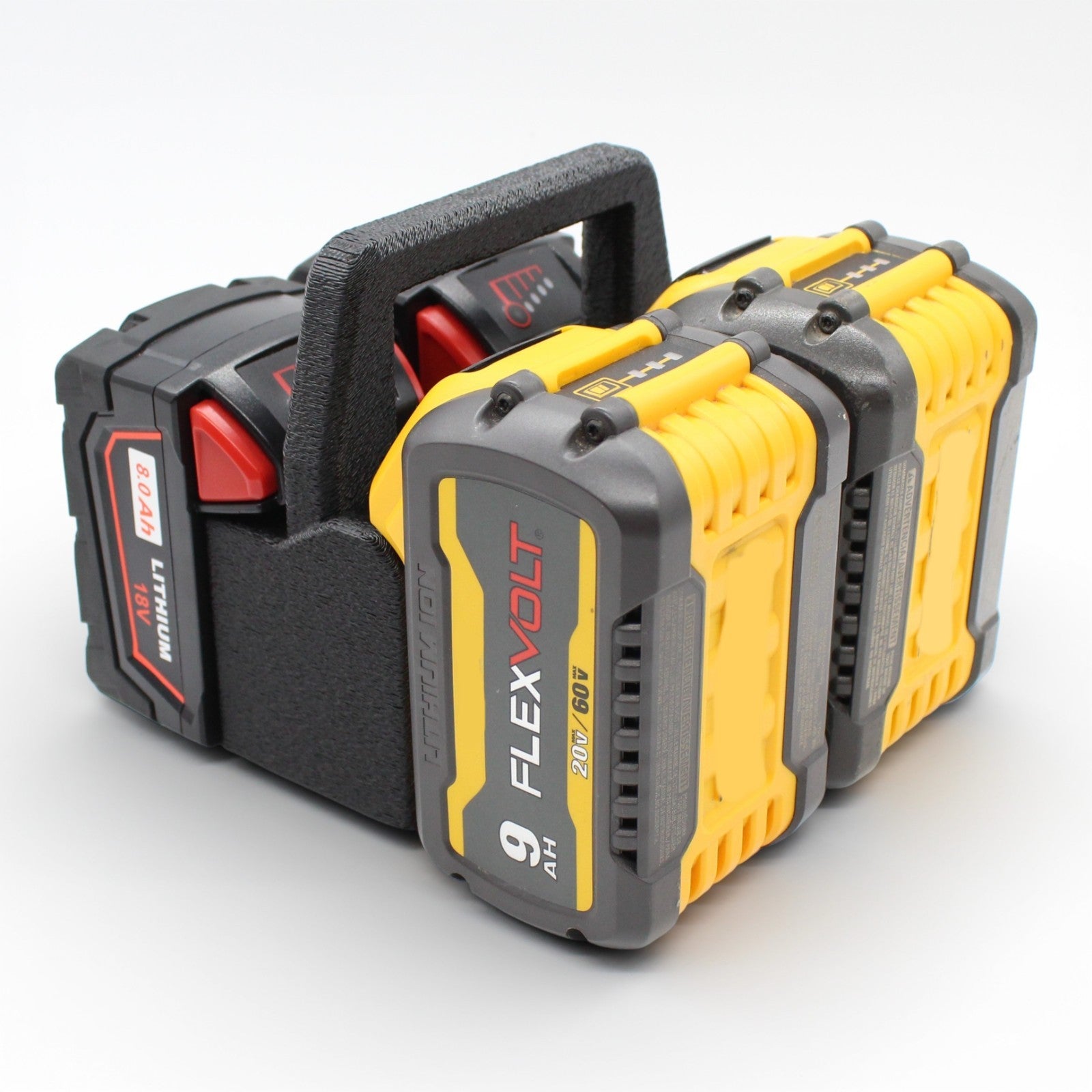 4 Slot Battery Caddy Carrying Holder Compatible w DeWalt 20V 60V & Milwaukee M186
