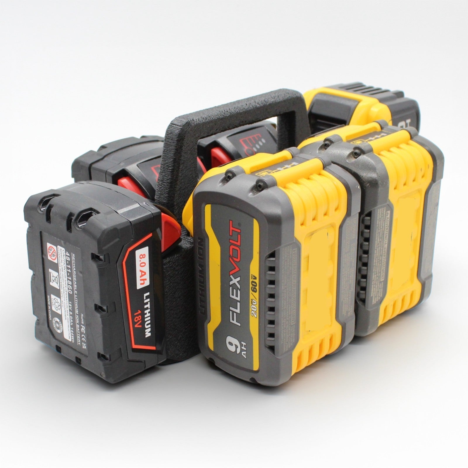 6 Slot Battery Caddy Carrying Holder Compatible w DeWalt 20V 60V & Milwaukee M184