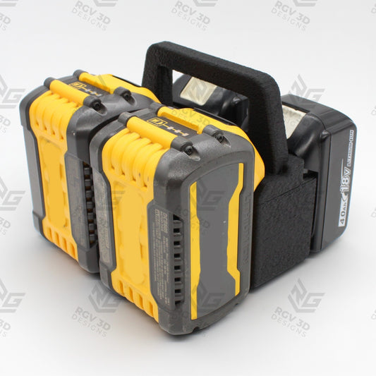 4 Slot Battery Caddy Carrying Holder Compatible w DeWalt 20V 60V & Makita 18V0