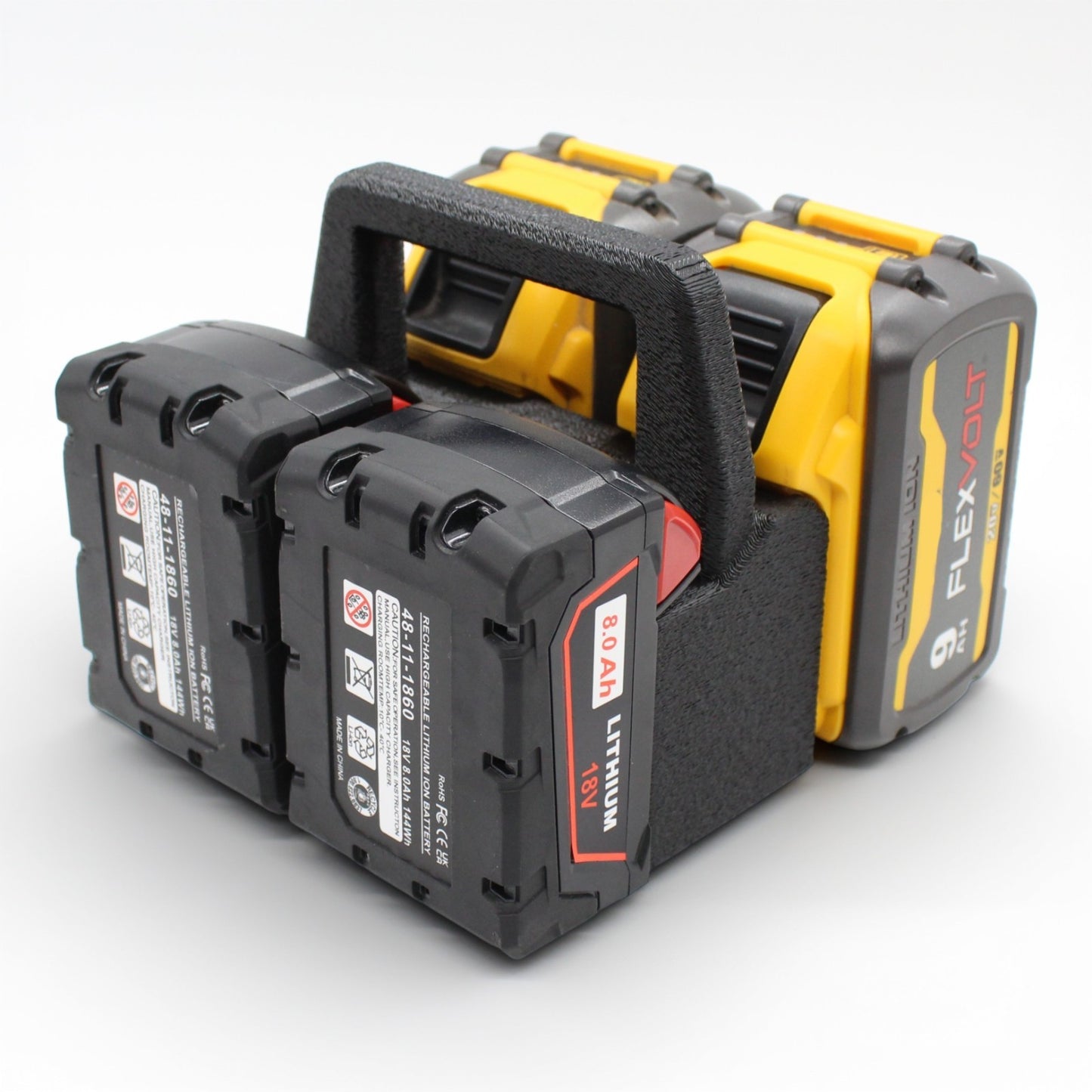 4 Slot Battery Caddy Carrying Holder Compatible w DeWalt 20V 60V & Milwaukee M184