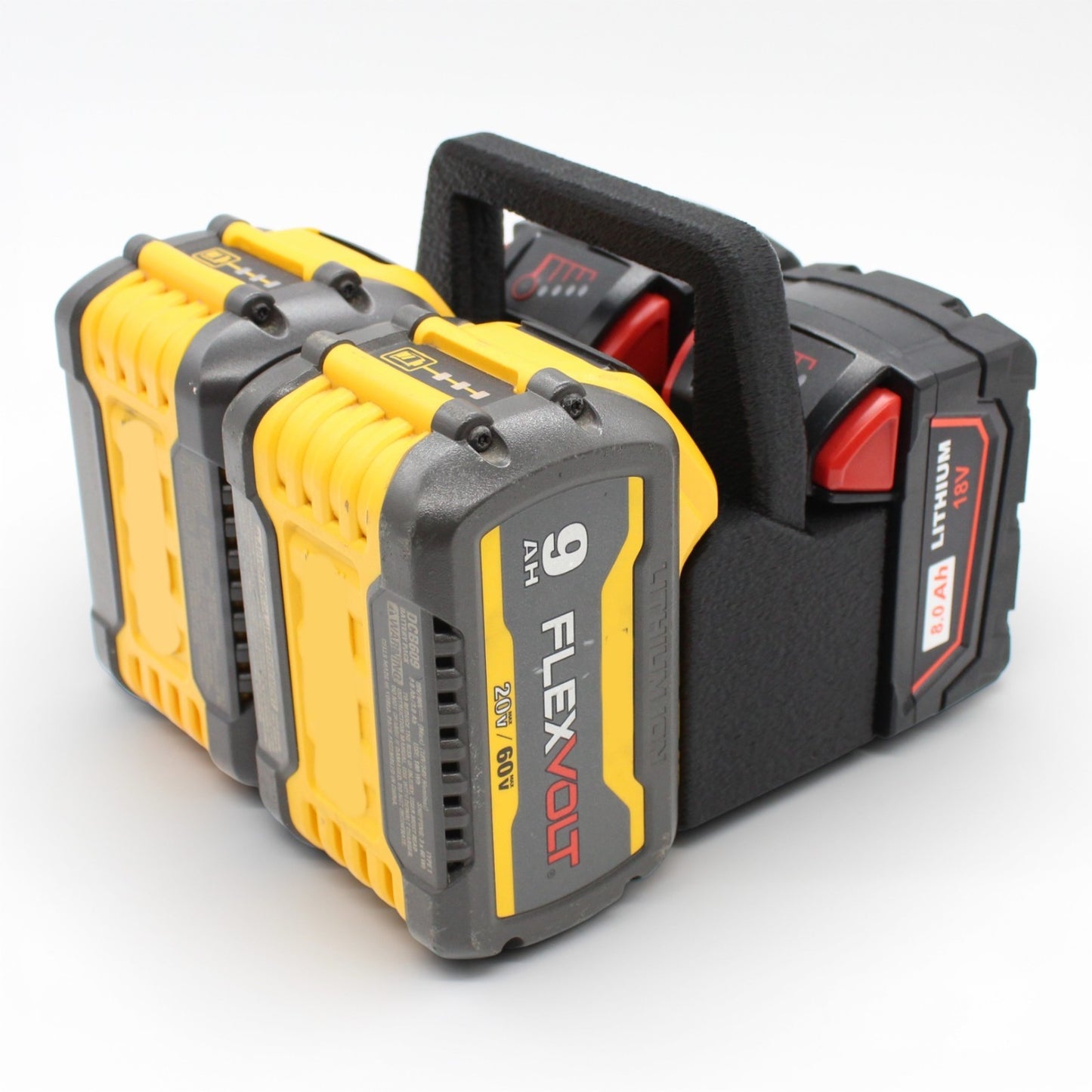 4 Slot Battery Caddy Carrying Holder Compatible w DeWalt 20V 60V & Milwaukee M180