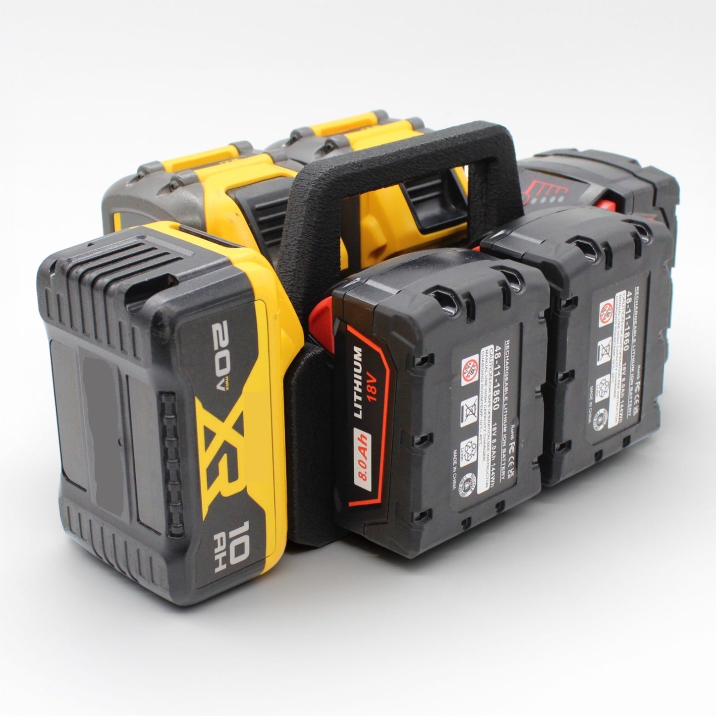 6 Slot Battery Caddy Carrying Holder Compatible w DeWalt 20V 60V & Milwaukee M180