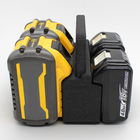 4 Slot Battery Caddy Carrying Holder Compatible w DeWalt 20V 60V & Makita 18V