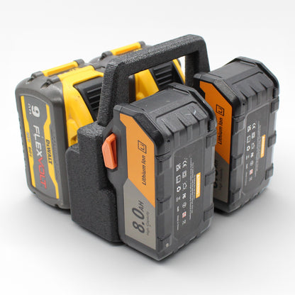 4 Slot Battery Caddy Carrying Holder Compatible w DeWalt 20V 60V & RIDGID 18V