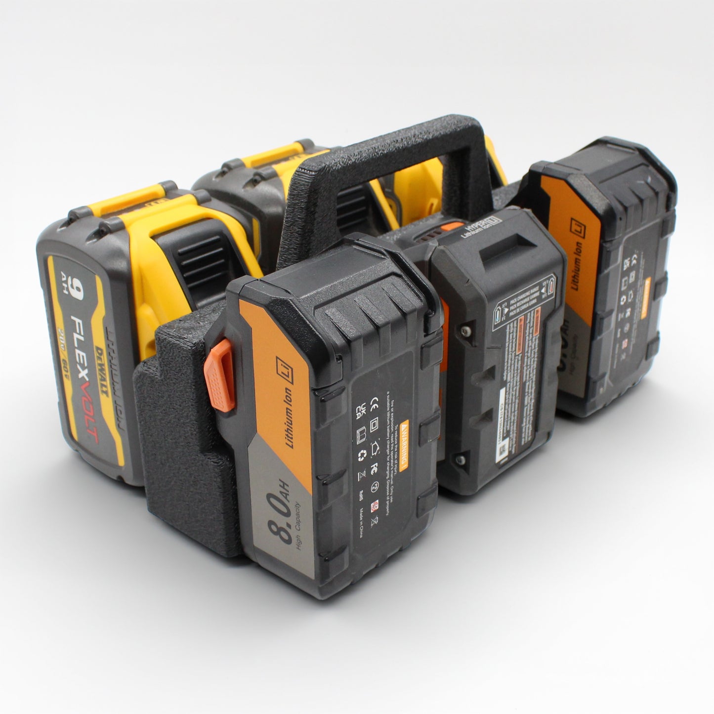 6 Slot Battery Caddy Carrying Holder Compatible w DeWalt 20V 60V & RIDGID 18V