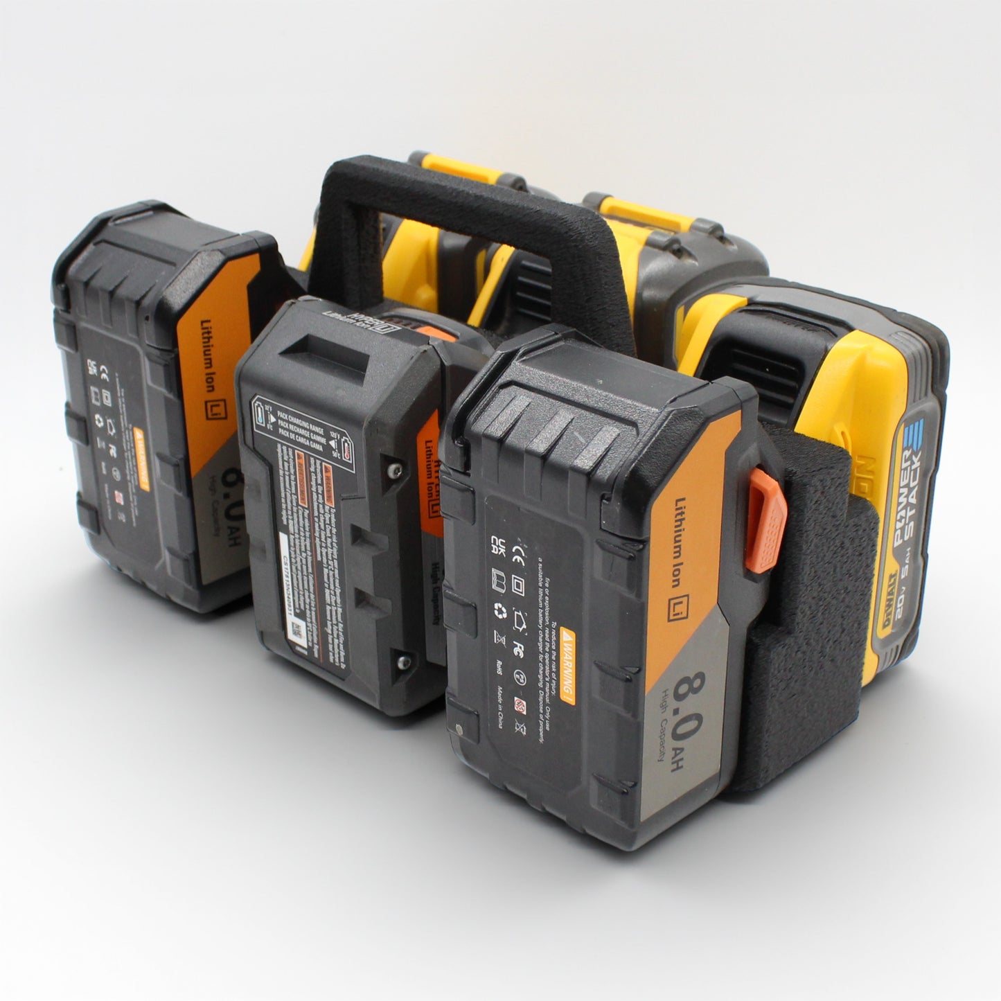 6 Slot Battery Caddy Carrying Holder Compatible w DeWalt 20V 60V & RIDGID 18V