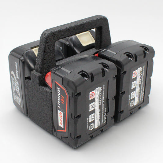 4 Slot Battery Caddy Carrying Holder Compatible w Milwaukee M18 & Makita 18V