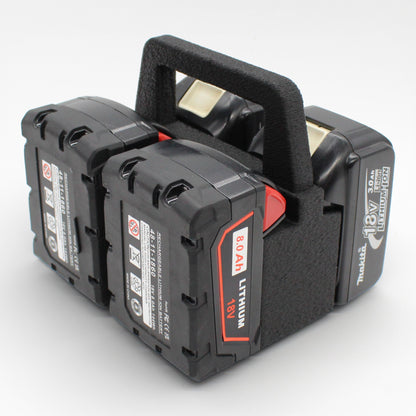 4 Slot Battery Caddy Carrying Holder Compatible w Milwaukee M18 & Makita 18V