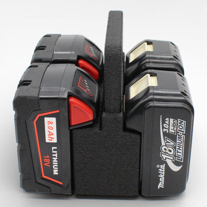 4 Slot Battery Caddy Carrying Holder Compatible w Milwaukee M18 & Makita 18V