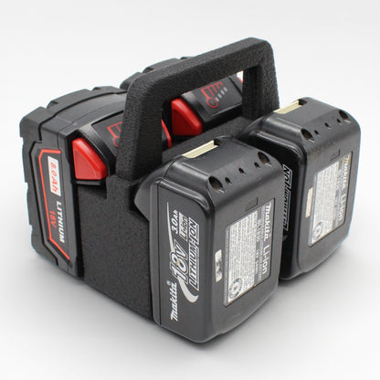 4 Slot Battery Caddy Carrying Holder Compatible w Milwaukee M18 & Makita 18V