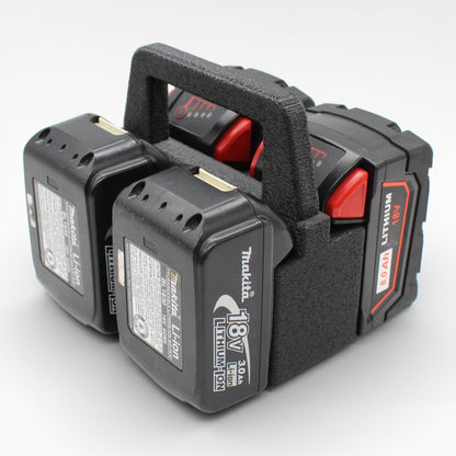 4 Slot Battery Caddy Carrying Holder Compatible w Milwaukee M18 & Makita 18V