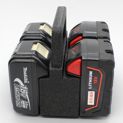4 Slot Battery Caddy Carrying Holder Compatible w Milwaukee M18 & Makita 18V