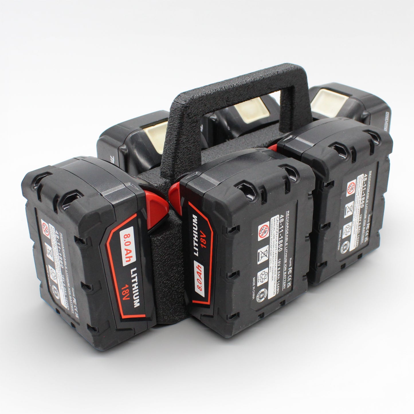 6 Slot Battery Caddy Carrying Holder Compatible w Milwaukee M18 & Makita 18V