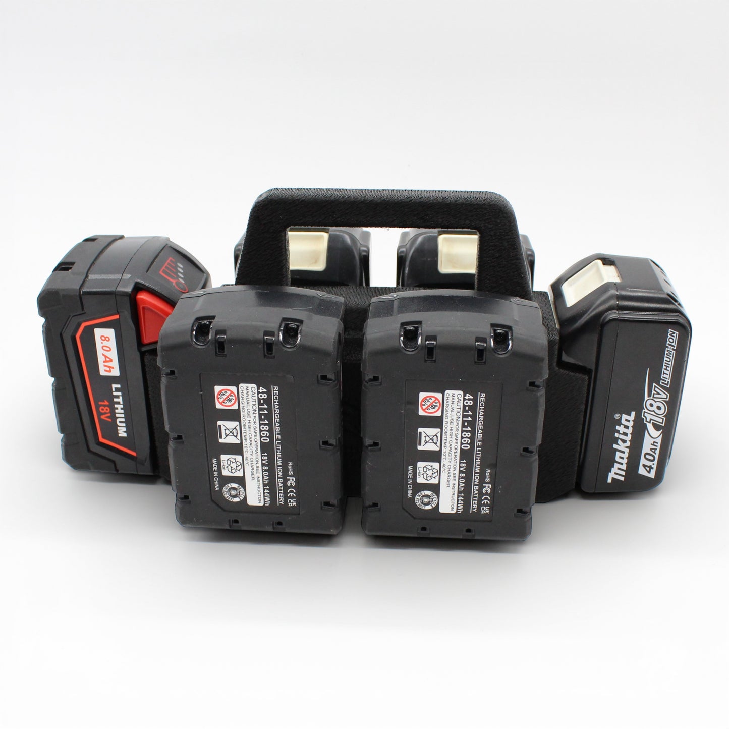 6 Slot Battery Caddy Carrying Holder Compatible w Milwaukee M18 & Makita 18V
