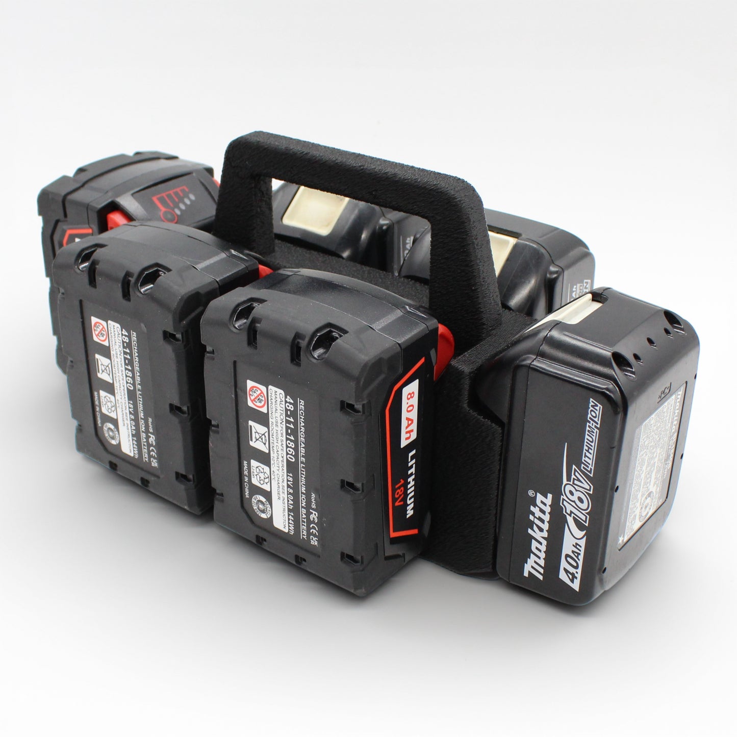 6 Slot Battery Caddy Carrying Holder Compatible w Milwaukee M18 & Makita 18V