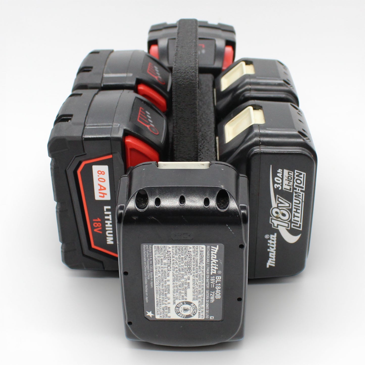 6 Slot Battery Caddy Carrying Holder Compatible w Milwaukee M18 & Makita 18V
