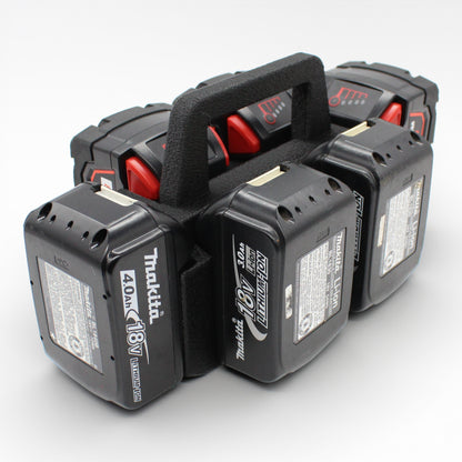 6 Slot Battery Caddy Carrying Holder Compatible w Milwaukee M18 & Makita 18V