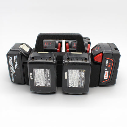 6 Slot Battery Caddy Carrying Holder Compatible w Milwaukee M18 & Makita 18V