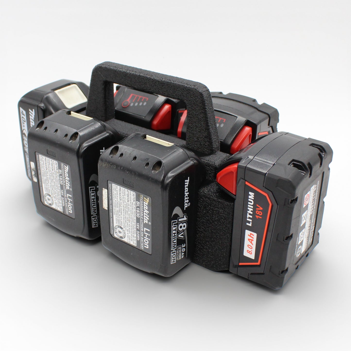 6 Slot Battery Caddy Carrying Holder Compatible w Milwaukee M18 & Makita 18V