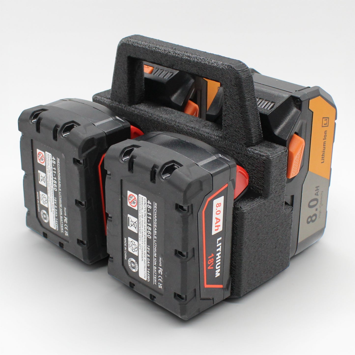 4 Slot Battery Caddy Carrying Holder Compatible w Milwaukee M18 & RIDGID 18V