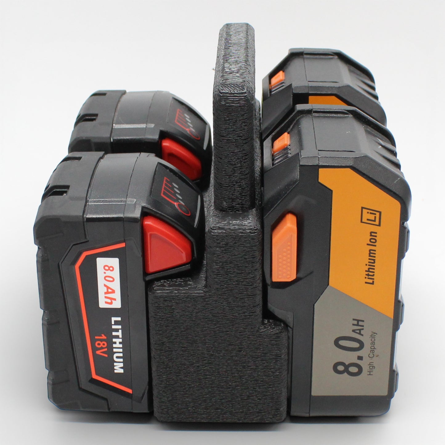 4 Slot Battery Caddy Carrying Holder Compatible w Milwaukee M18 & RIDGID 18V