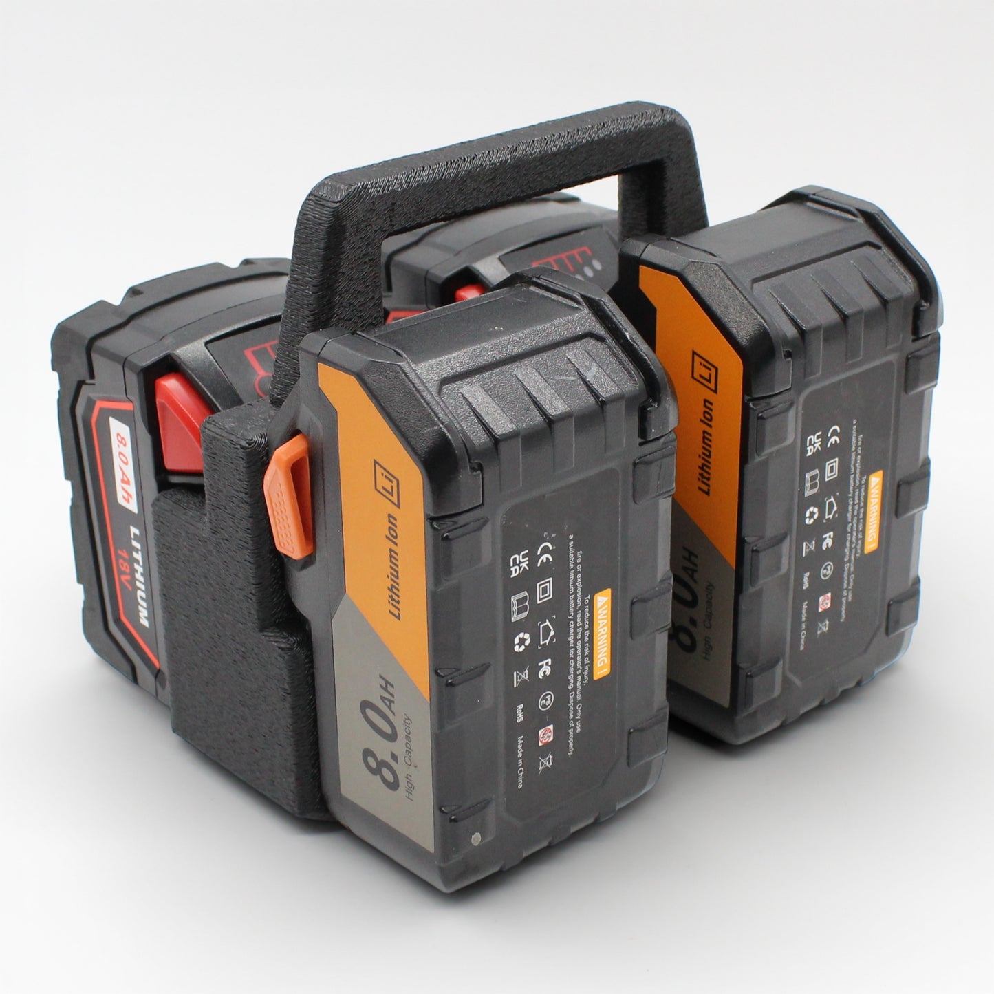 4 Slot Battery Caddy Carrying Holder Compatible w Milwaukee M18 & RIDGID 18V