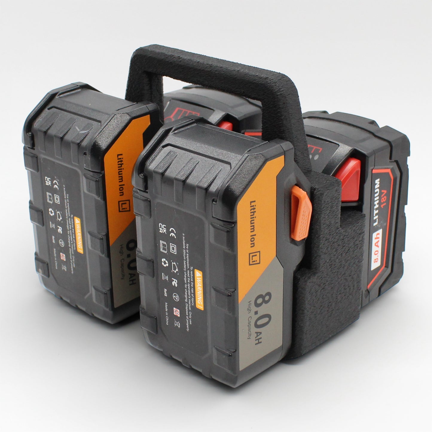 4 Slot Battery Caddy Carrying Holder Compatible w Milwaukee M18 & RIDGID 18V