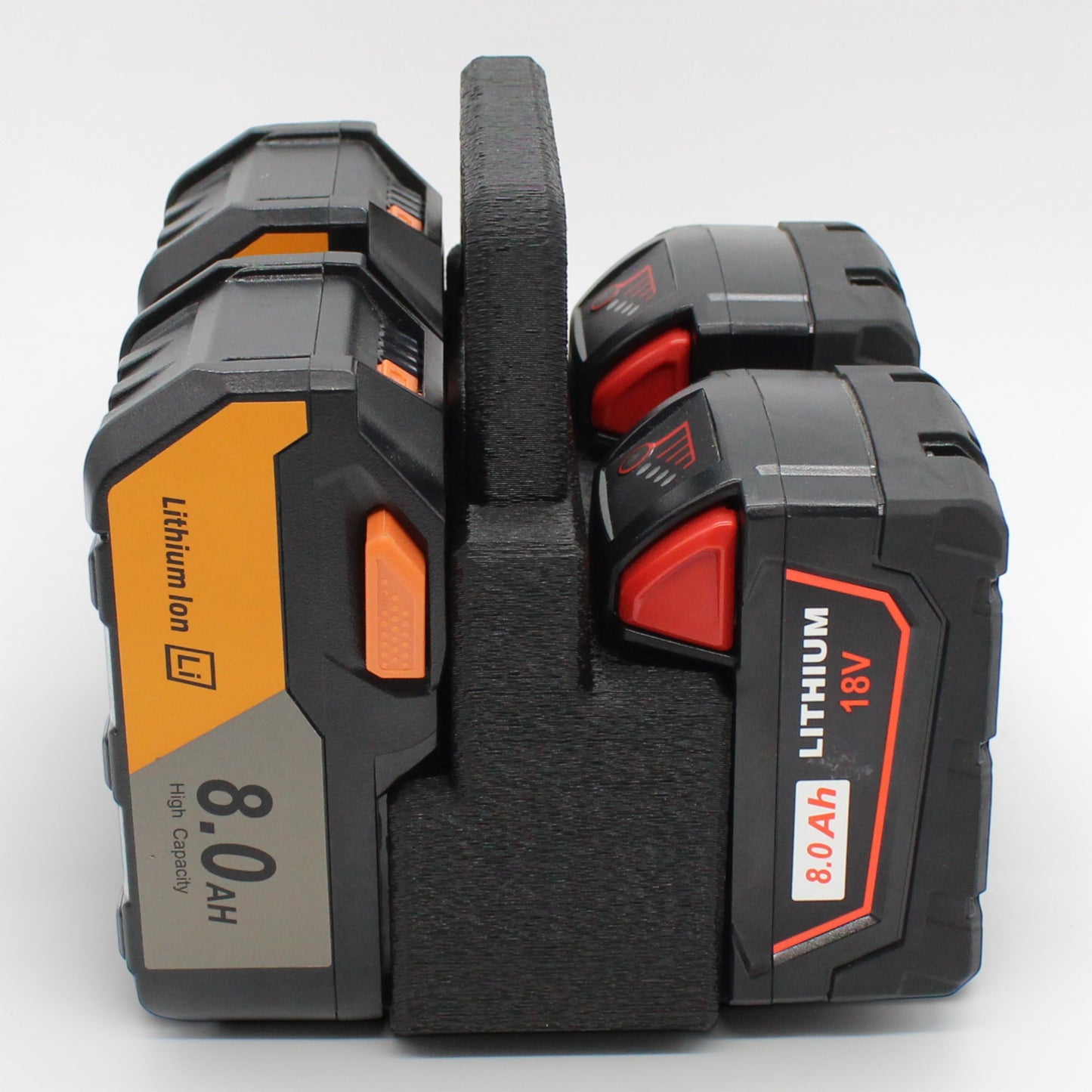 4 Slot Battery Caddy Carrying Holder Compatible w Milwaukee M18 & RIDGID 18V