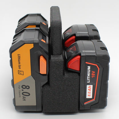4 Slot Battery Caddy Carrying Holder Compatible w Milwaukee M18 & RIDGID 18V