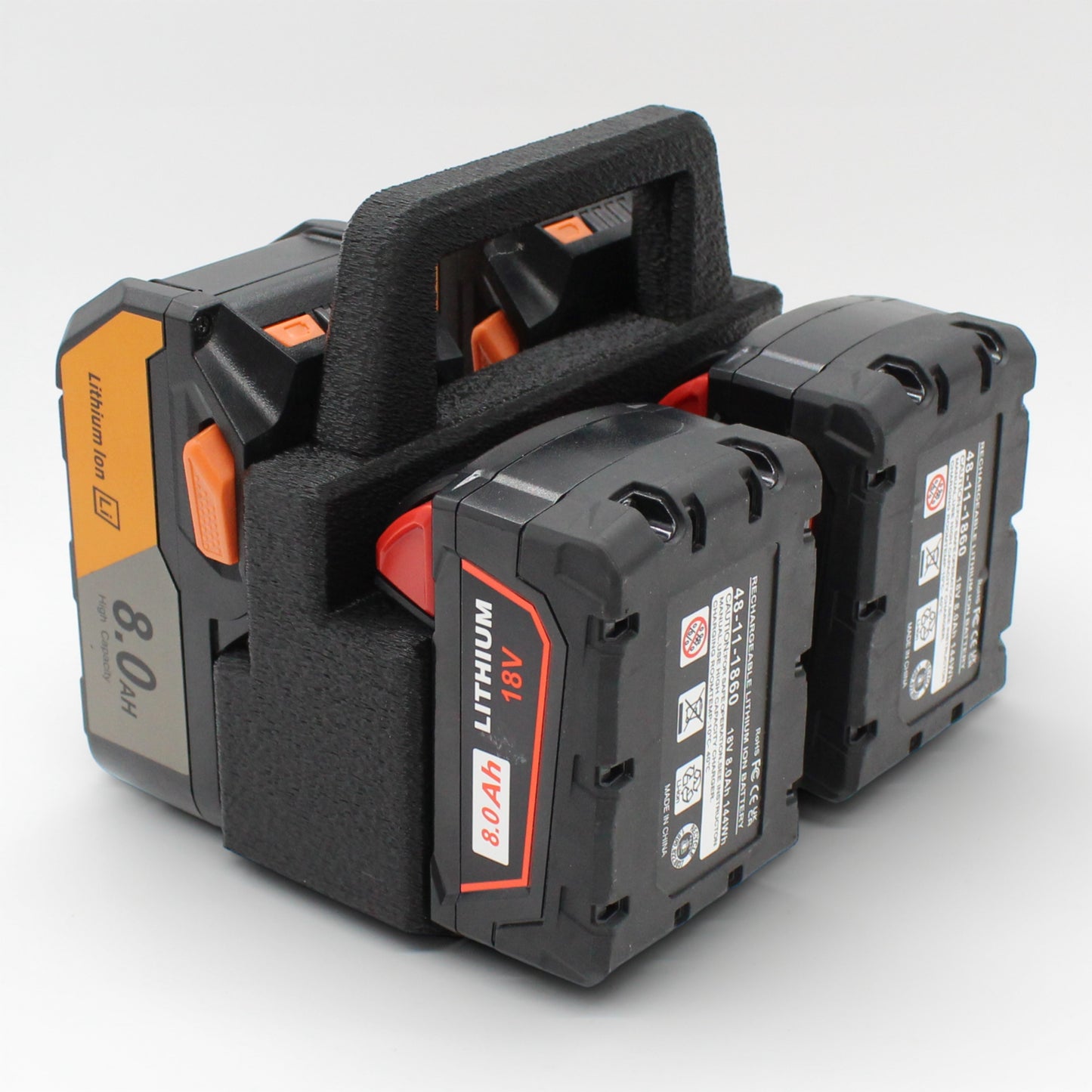 4 Slot Battery Caddy Carrying Holder Compatible w Milwaukee M18 & RIDGID 18V