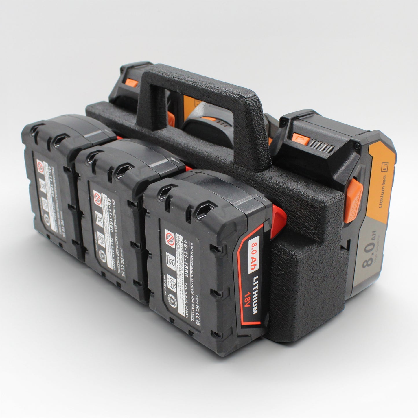 6 Slot Battery Caddy Carrying Holder Compatible w Milwaukee M18 & RIDGID 18V