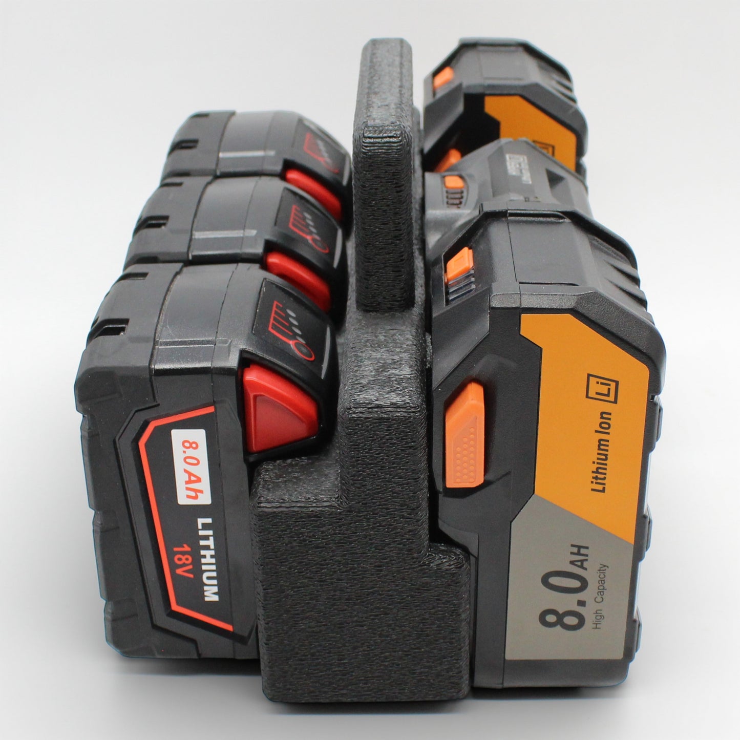 6 Slot Battery Caddy Carrying Holder Compatible w Milwaukee M18 & RIDGID 18V