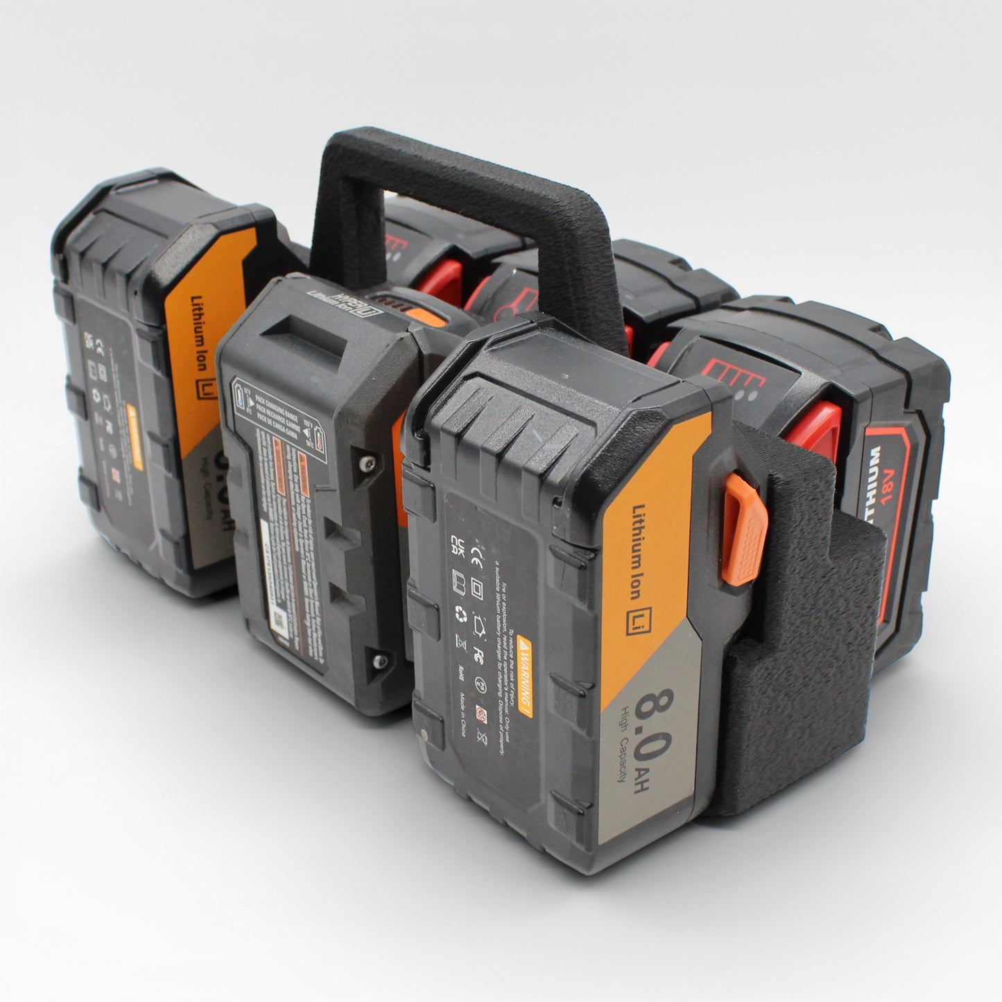 6 Slot Battery Caddy Carrying Holder Compatible w Milwaukee M18 & RIDGID 18V