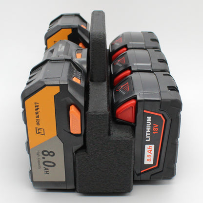 6 Slot Battery Caddy Carrying Holder Compatible w Milwaukee M18 & RIDGID 18V
