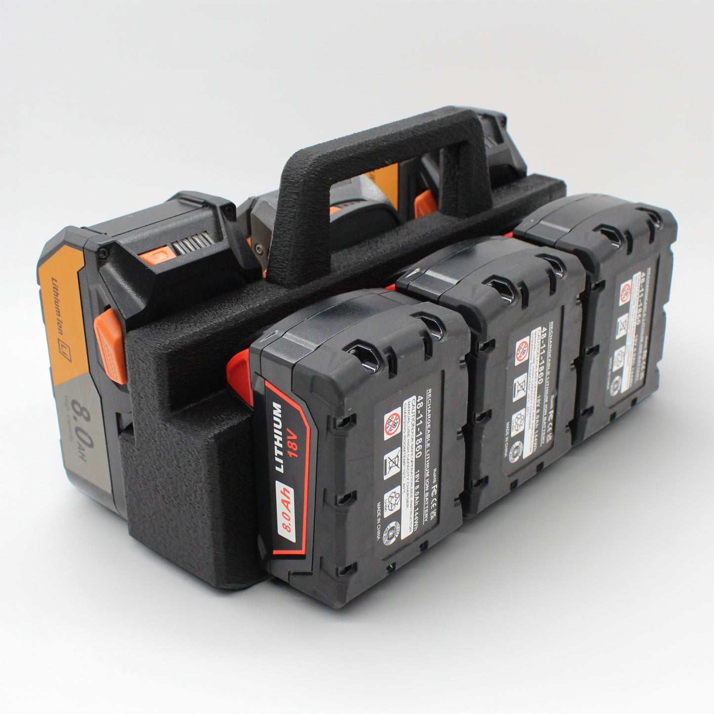 6 Slot Battery Caddy Carrying Holder Compatible w Milwaukee M18 & RIDGID 18V