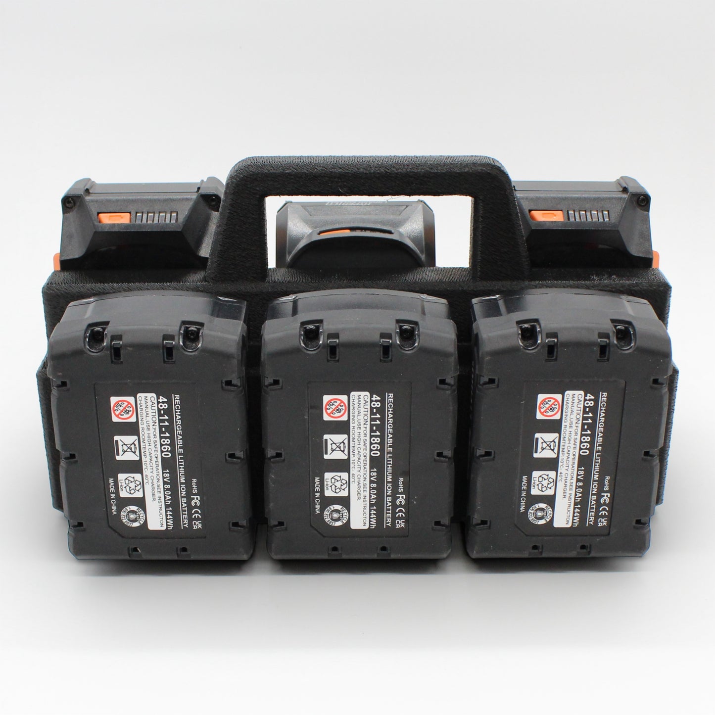 6 Slot Battery Caddy Carrying Holder Compatible w Milwaukee M18 & RIDGID 18V